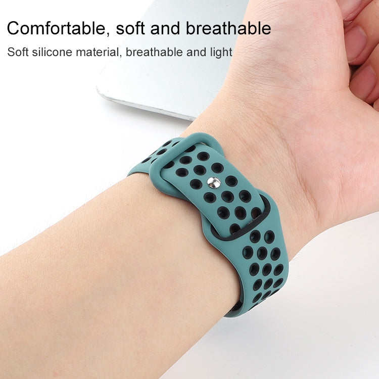 Butterfly Buckle Dual-tone Liquid Silicone Replacement Watchband For Apple Watch Series, 7 41mm / 6 & SE & 5 & 4 40mm / 3 & 2 & 1 38mm