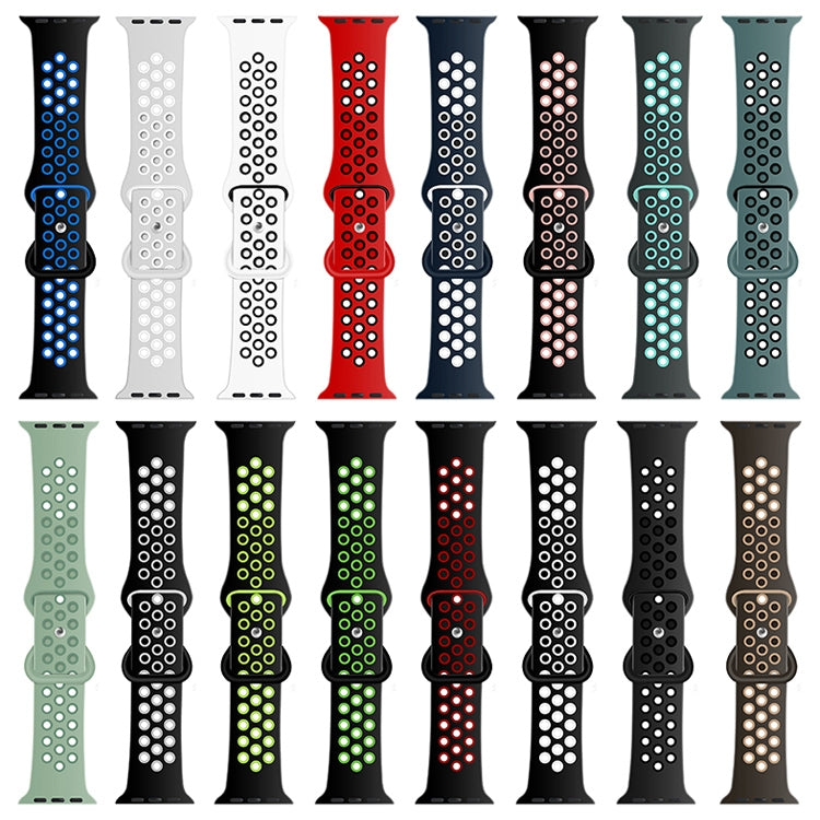 Butterfly Buckle Dual-tone Liquid Silicone Replacement Watchband For Apple Watch Series, 7 45mm / 6 & SE & 5 & 4 44mm / 3 & 2 & 1 42mm