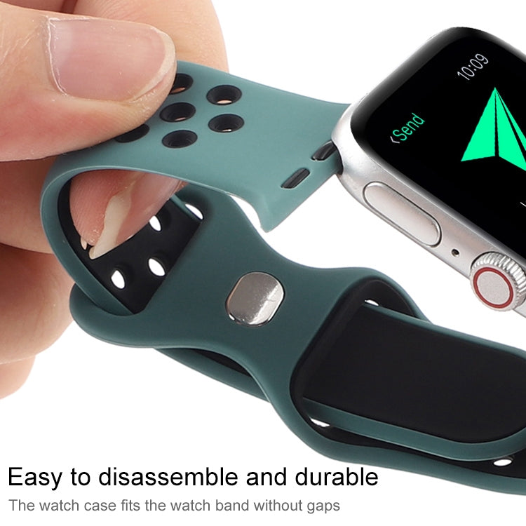 Butterfly Buckle Dual-tone Liquid Silicone Replacement Watchband For Apple Watch Series, 7 45mm / 6 & SE & 5 & 4 44mm / 3 & 2 & 1 42mm