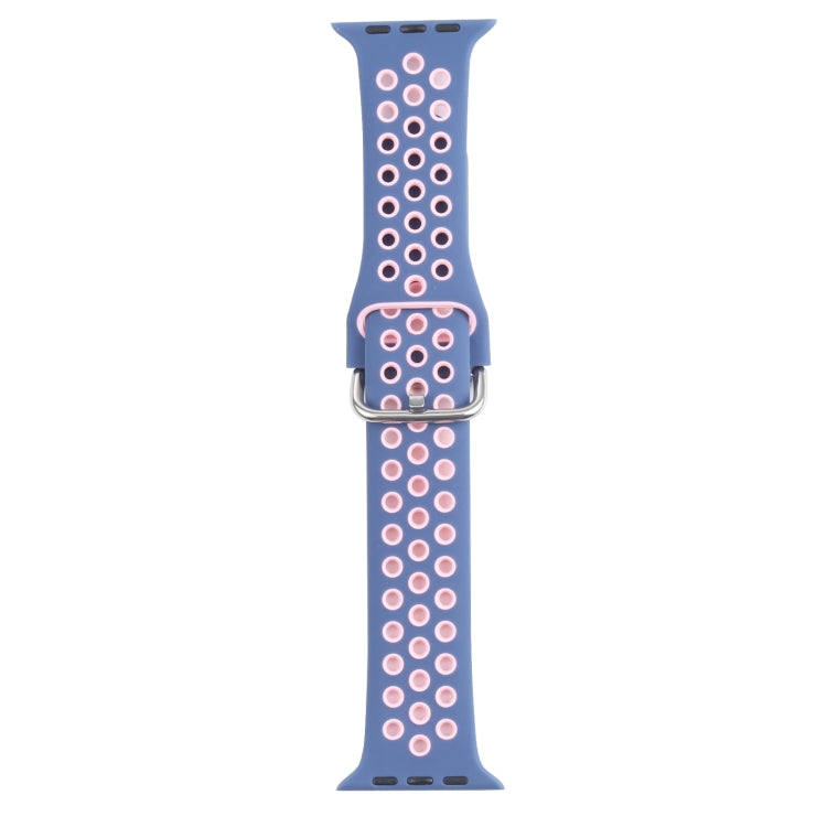 Metal Buckle Silicone Replacement Watchband For Apple Watch Series, 7 41mm / 6 & SE & 5 & 4 40mm / 3 & 2 & 1 38mm