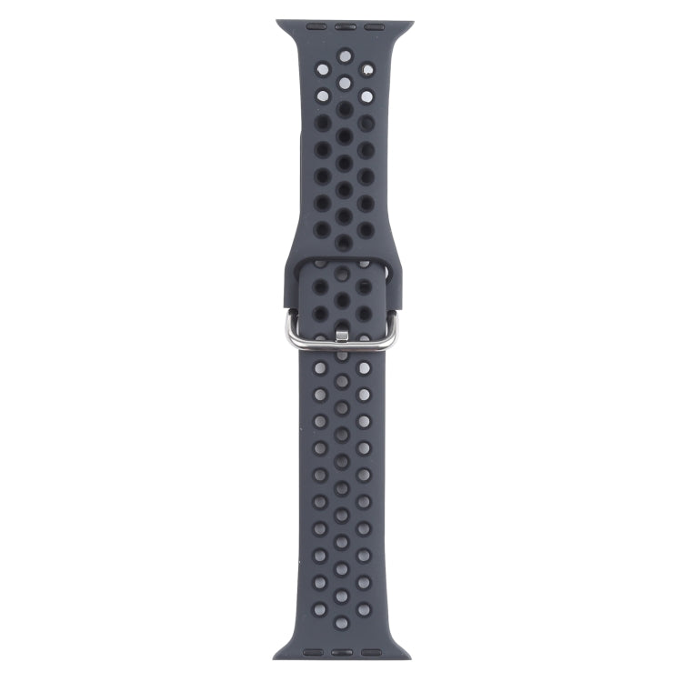 Metal Buckle Silicone Replacement Watchband For Apple Watch Series, 7 45mm / 6 & SE & 5 & 4 44mm / 3 & 2 & 1 42mm