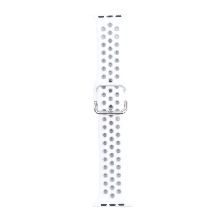 Metal Buckle Silicone Replacement Watchband For Apple Watch Series, 7 45mm / 6 & SE & 5 & 4 44mm / 3 & 2 & 1 42mm