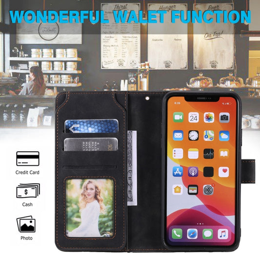 Open wallet view revealing organized card slots and photo frame window display