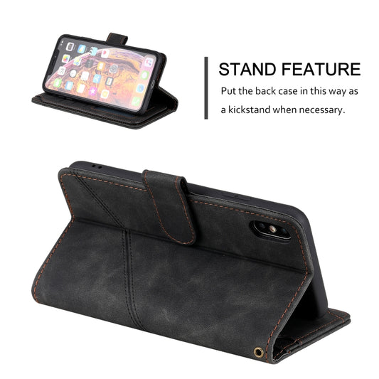 Detailed view of interior card compartments and cash wallet section inside leather case