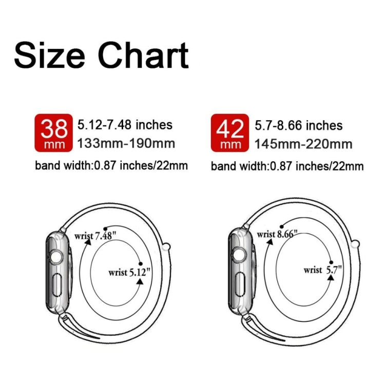 Color Matching Nylon Watchband, For Apple Watch Series 7 41mm / 6 & SE & 5 & 4 40mm / 3 & 2 & 1 38mm, For Apple Watch Series 8&7 41mm / SE 2&6&SE&5&4 40mm / 3&2&1 38mm, For Apple Watch Series 7 45mm / 6 & SE & 5 & 4 44mm / 3 & 2 & 1 42mm               ...
