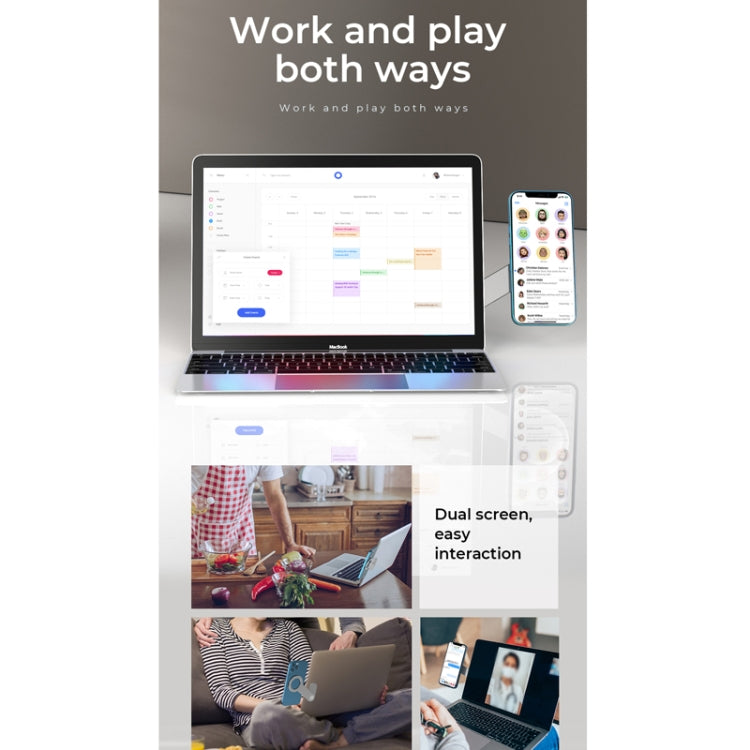 Support magnétique rond multifonction en métal déployé pour ordinateur portable, compatible avec iPhone 13, SJ05-12