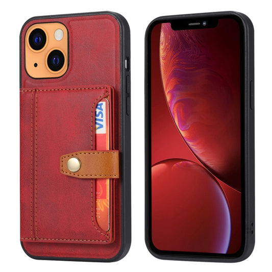 Calfskin color-matching shockproof TPU PU case for iPhone 13 mini with card slot and holder