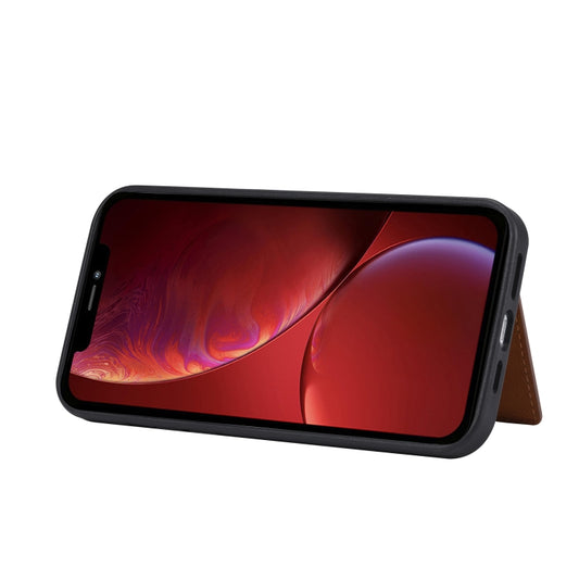 Premium calfskin PU leather iPhone 13 mini case providing drop protection and style