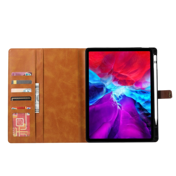 Étui à rabat horizontal en cuir de veau avec cadre photo, support, emplacements pour cartes et portefeuille, pour iPad Pro 11 pouces (2022/2021/2020), iPad Pro 12,9 pouces (2022/2021/2020), iPad Air 13 (2024/2021/2020)