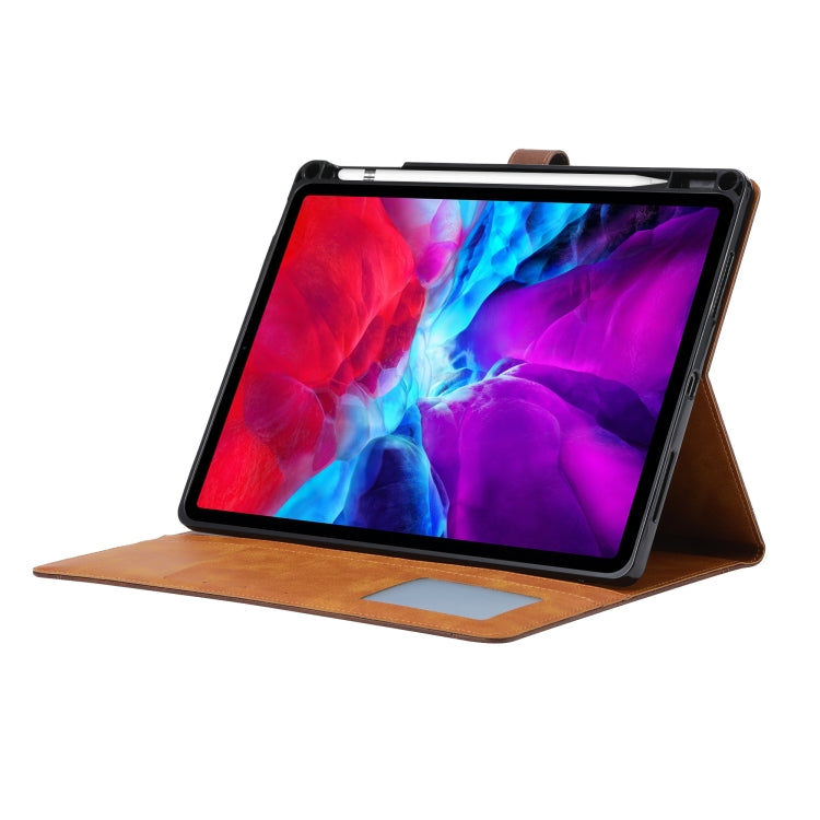 Étui à rabat horizontal en cuir de veau avec cadre photo, support, emplacements pour cartes et portefeuille, pour iPad Pro 11 pouces (2022/2021/2020), iPad Pro 12,9 pouces (2022/2021/2020), iPad Air 13 (2024/2021/2020)