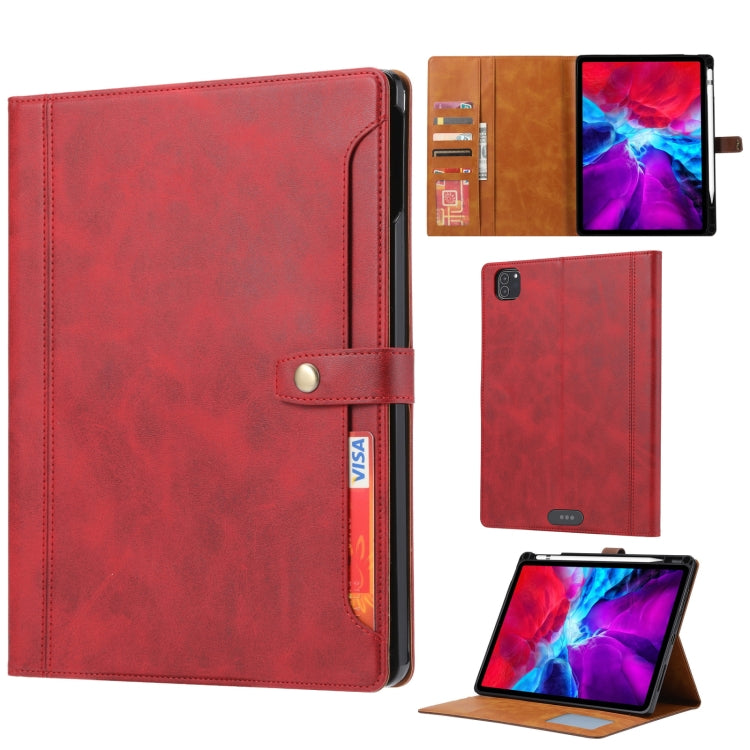 Étui à rabat horizontal en cuir de veau avec cadre photo, support, emplacements pour cartes et portefeuille, pour iPad Pro 11 pouces (2022/2021/2020), iPad Pro 12,9 pouces (2022/2021/2020), iPad Air 13 (2024/2021/2020)