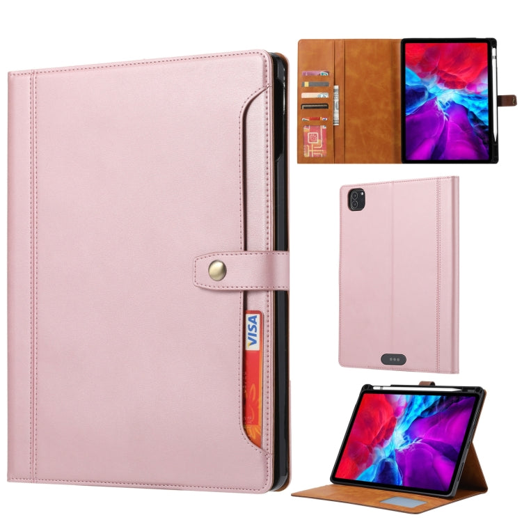 Étui à rabat horizontal en cuir de veau avec cadre photo, support, emplacements pour cartes et portefeuille, pour iPad Pro 11 pouces (2022/2021/2020), iPad Pro 12,9 pouces (2022/2021/2020), iPad Air 13 (2024/2021/2020)