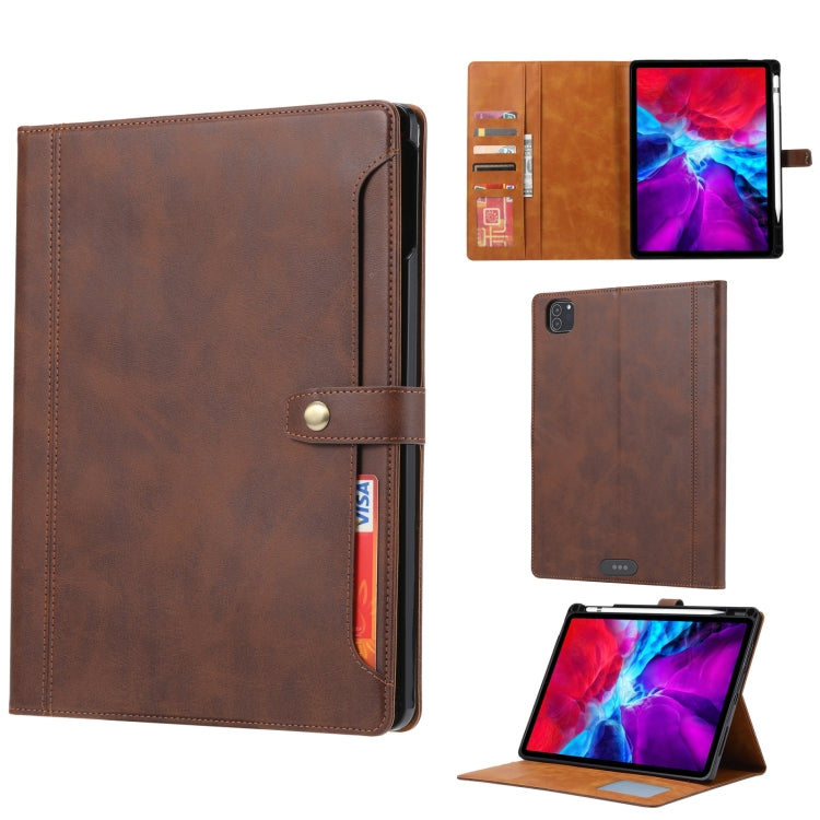 Étui à rabat horizontal en cuir de veau avec cadre photo, support, emplacements pour cartes et portefeuille, pour iPad Pro 11 pouces (2022/2021/2020), iPad Pro 12,9 pouces (2022/2021/2020), iPad Air 13 (2024/2021/2020)