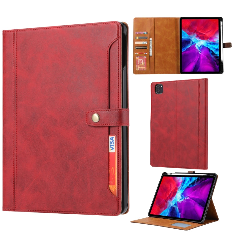 Étui à rabat horizontal en cuir de veau avec cadre photo, support, emplacements pour cartes et portefeuille, pour iPad Pro 11 pouces (2022/2021/2020), iPad Pro 12,9 pouces (2022/2021/2020), iPad Air 13 (2024/2021/2020)