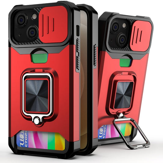 iPhone 13 mini shockproof case with sliding camera cover and ring holder