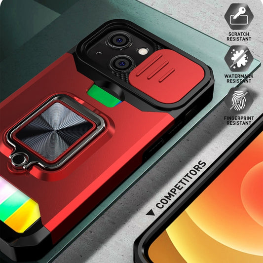 Dual-layer shockproof iPhone 13 mini case with metal ring holder