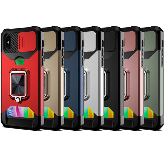 PC TPU hybrid protective case featuring magnetic camera slider for iPhone XS