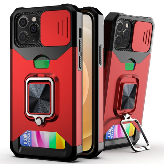 Sliding camera cover shockproof iPhone 11 Pro Max case with ring holder and card slot