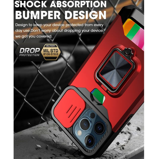 iPhone 13 Pro Max case featuring metal ring holder and kickstand