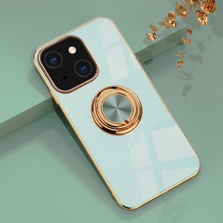 6D Electroplating Full Coverage Silicone Protective Case with Magnetic Ring Holder, For iPhone 13 Pro Max