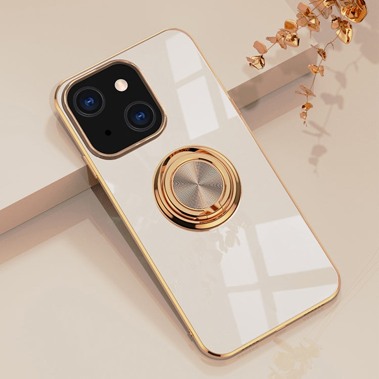 6D Electroplating Full Coverage Silicone Protective Case with Magnetic Ring Holder, For iPhone 13 Pro Max