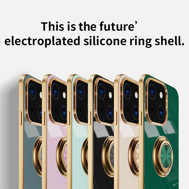 6D Electroplating Full Coverage Silicone Protective Case with Magnetic Ring Holder, For iPhone 13 Pro Max