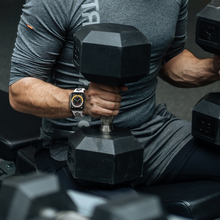 Two-color 8-buckle Silicone Replacement Strap Watchband For Apple Watch Series, 7 41mm / 6 & SE & 5 & 4 40mm / 3 & 2 & 1 38mm, 7 45mm / 6 & SE & 5 & 4 44mm / 3 & 2 & 1 42mm