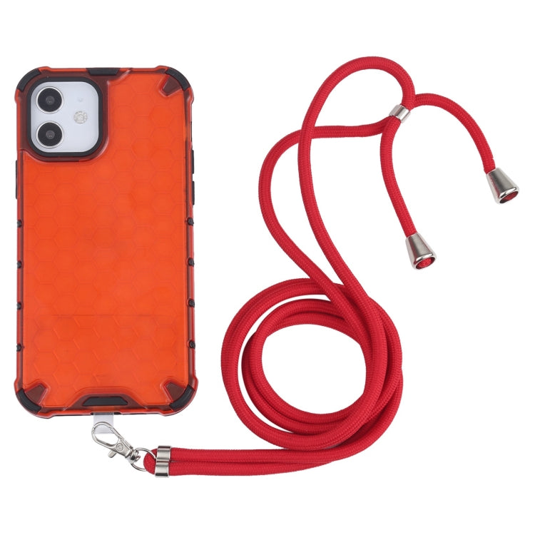 Shockproof Honeycomb PC + TPU Case with Neck Lanyard, For iPhone 12 mini, For iPhone 12 / 12 Pro, For iPhone 12 Pro Max, For iPhone 11, For iPhone 11 Pro, For iPhone 11 Pro Max