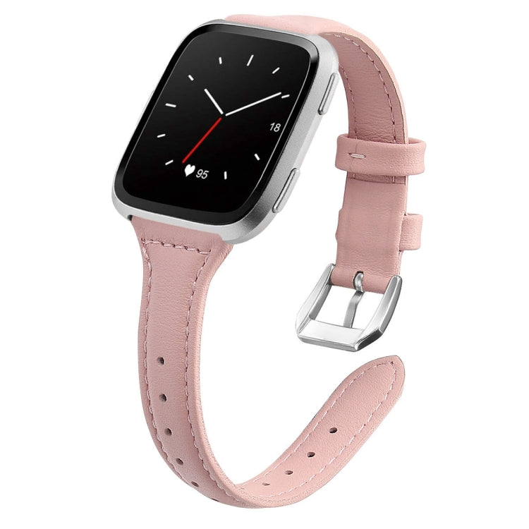 For Fitbit Versa 2 Smart Watch Genuine Leather Wrist Strap Watchband, Shrink Version