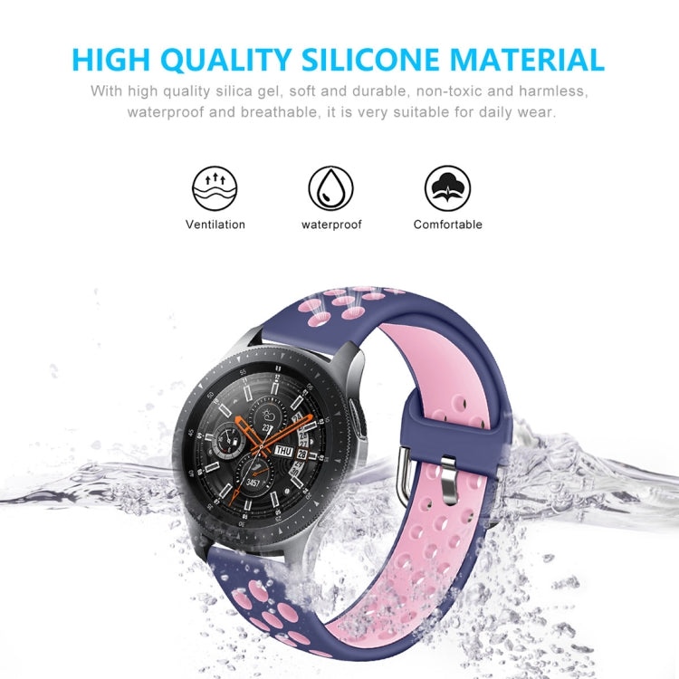 For Galaxy Watch 46 / S3 / Huawei Watch GT 1 / 2 22mm Smart Watch Silicone Double Color Wrist Strap Watchband, L