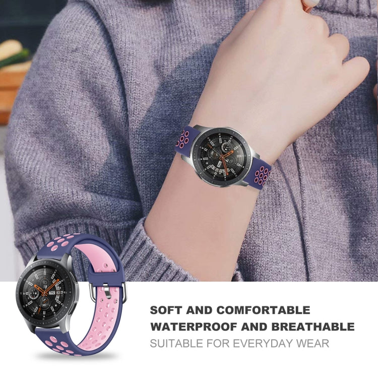 For Galaxy Watch 46 / S3 / Huawei Watch GT 1 / 2 22mm Smart Watch Silicone Double Color Wrist Strap Watchband, L