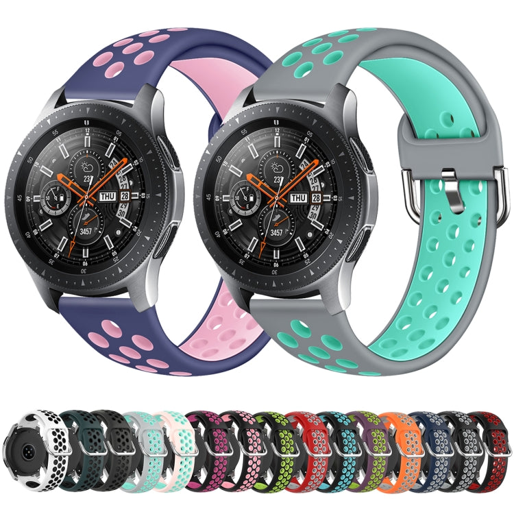 For Galaxy Watch 46 / S3 / Huawei Watch GT 1 / 2 22mm Smart Watch Silicone Double Color Wrist Strap Watchband, L