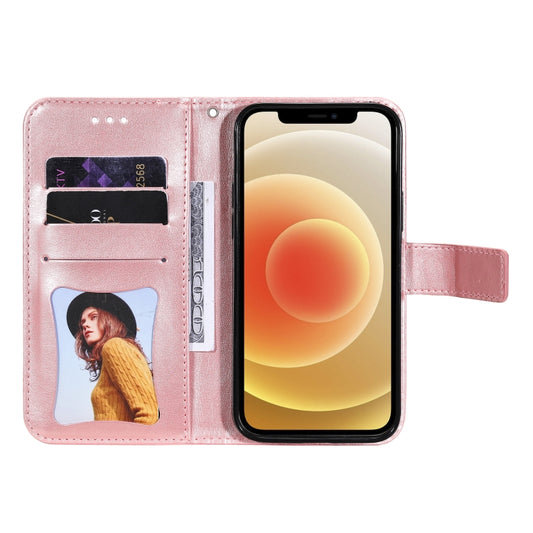 iPhone 13 Pro leather wallet case showcasing detailed 7-petal embossing pattern