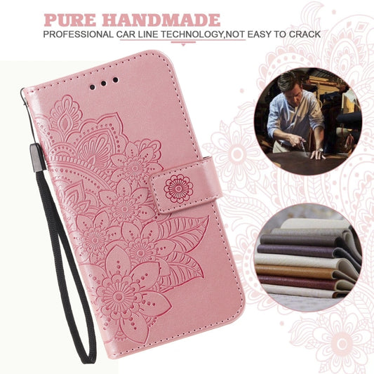 Vertical view of petal-embossed iPhone 13 case showing multiple card compartments