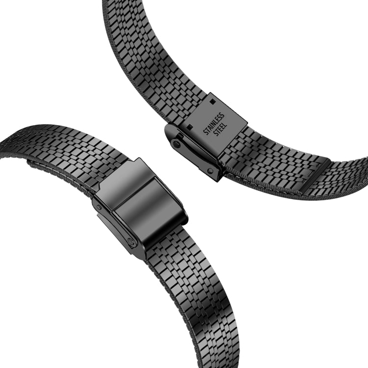 14mm Seven-beads Double Safety Buckle Slim Steel Replacement Strap Watchband For Apple Watch Series, 7 41mm / 6 & SE & 5 & 4 40mm / 3 & 2 & 1 38mm, 7 45mm / 6 & SE & 5 & 4 44mm / 3 & 2 & 1 42mm