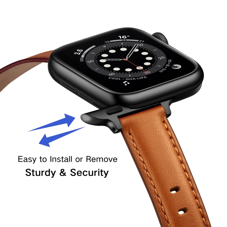 Business Style Leather Replacement Strap Watchband For Apple Watch Series, 7 41mm / 6 & SE & 5 & 4 40mm / 3 & 2 & 1 38mm, 7 45mm / 6 & SE & 5 & 4 44mm / 3 & 2 & 1 42mm