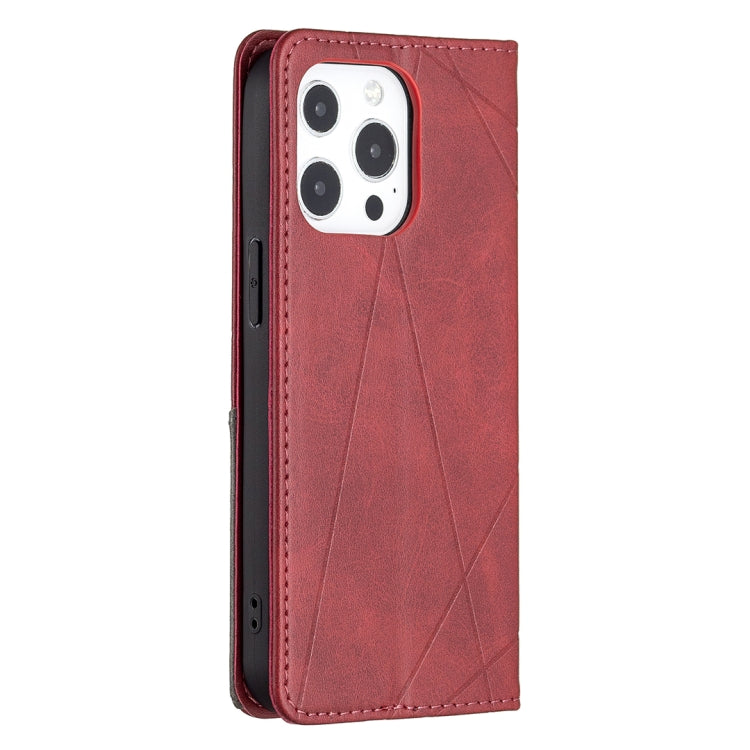 Rhombus Texture Horizontal Flip Magnetic Leather Case with Holder & Card Slots