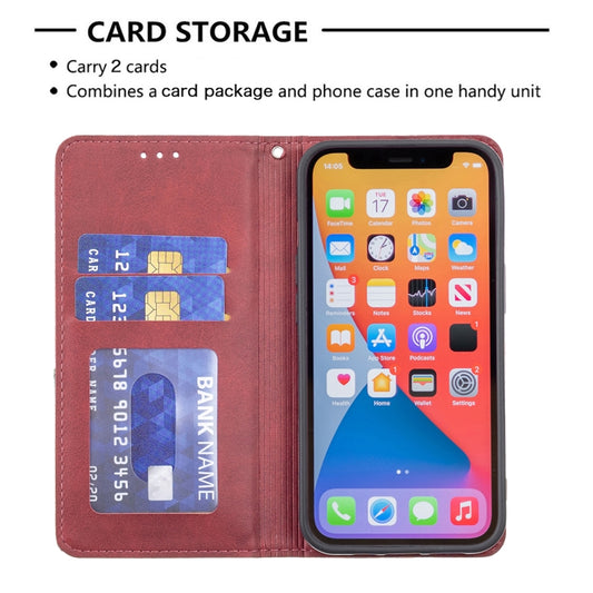 Premium leather iPhone 13 Pro Max wallet case with rhombus embossed texture detail