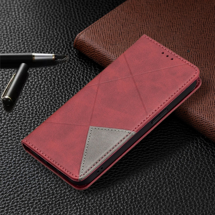 Rhombus Texture Horizontal Flip Magnetic Leather Case with Holder & Card Slots