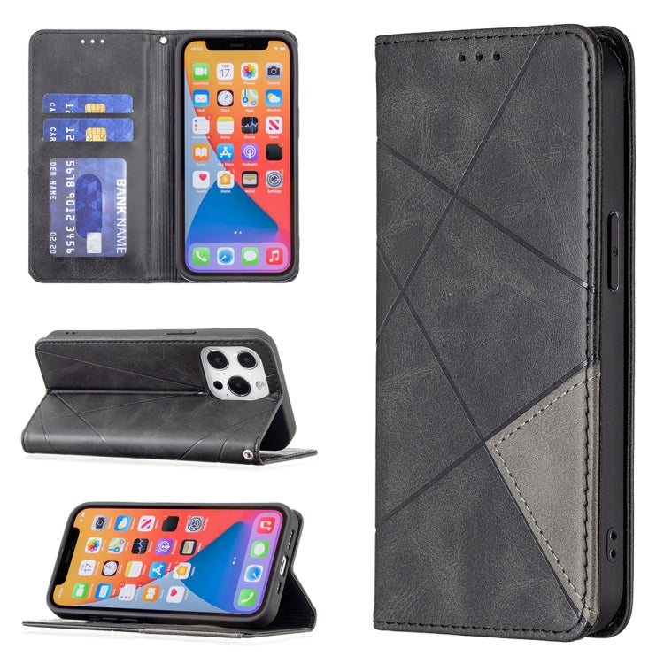 Rhombus Texture Horizontal Flip Magnetic Leather Case with Holder & Card Slots