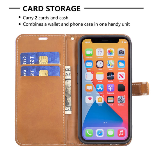 Denim-textured iPhone 13 case interior with multiple card slot compartments and wallet space