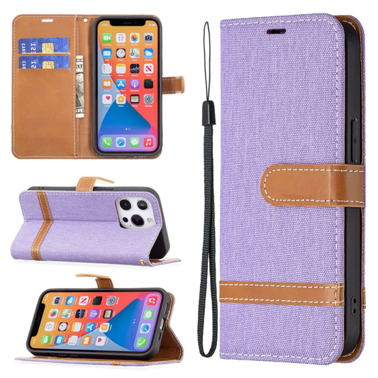 Denim texture leather iPhone 13 Pro case with card slots and wallet holder