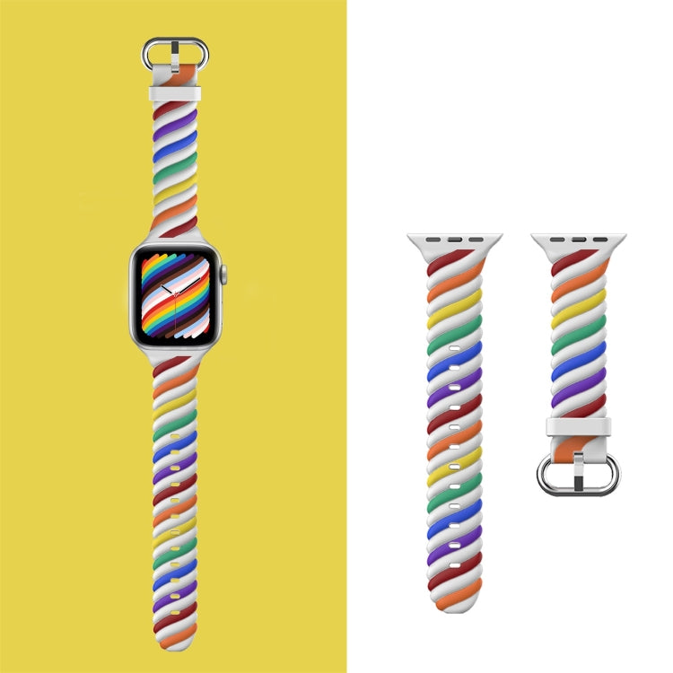 Two-color Twist Silicone Replacement Strap Watchband For Apple Watch Series, 7 41mm / 6 & SE & 5 & 4 40mm / 3 & 2 & 1 38mm, 7 45mm / 6 & SE & 5 & 4 44mm / 3 & 2 & 1 42mm