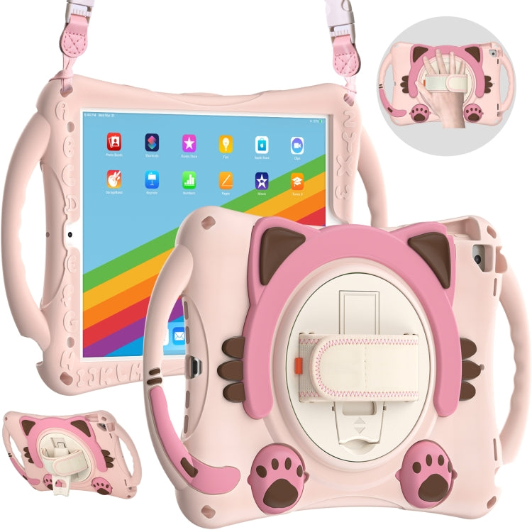 Étui de protection antichoc en EVA pour enfants, motif chat mignon, avec support, bandoulière et poignée, pour iPad 10.2 2021/2020/2019/Pro 10.5/Air 10.5