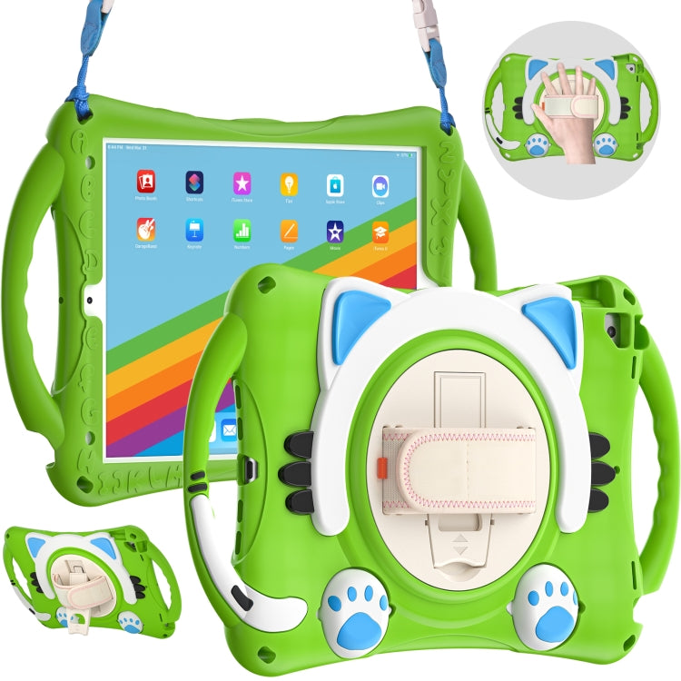 Étui de protection antichoc en EVA pour enfants, motif chat mignon, avec support, bandoulière et poignée, pour iPad 10.2 2021/2020/2019/Pro 10.5/Air 10.5