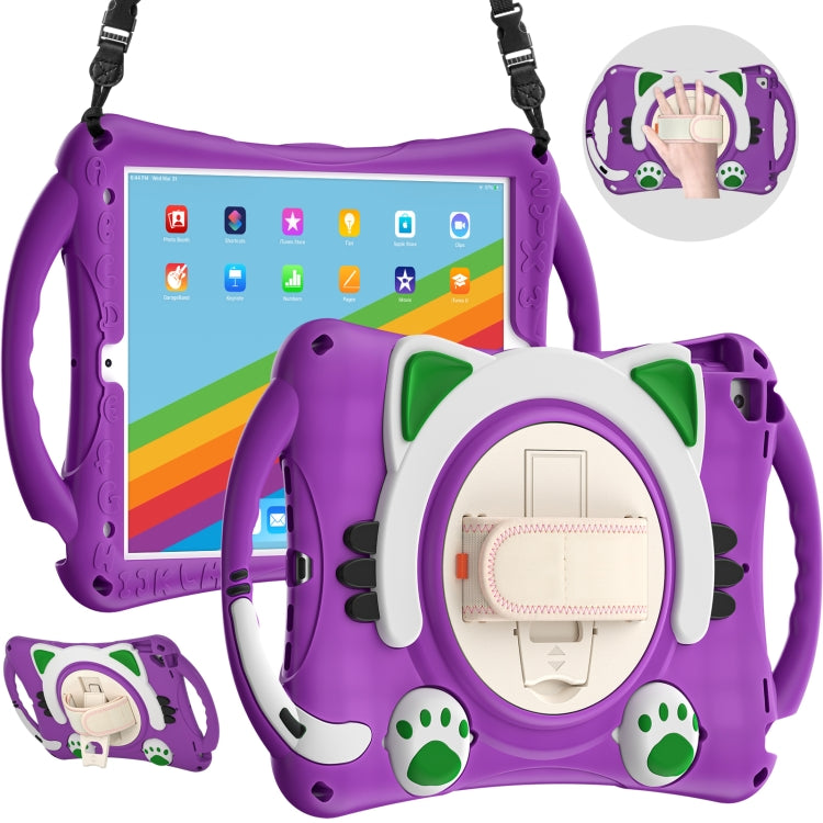 Étui de protection antichoc en EVA pour enfants, motif chat mignon, avec support, bandoulière et poignée, pour iPad 10.2 2021/2020/2019/Pro 10.5/Air 10.5