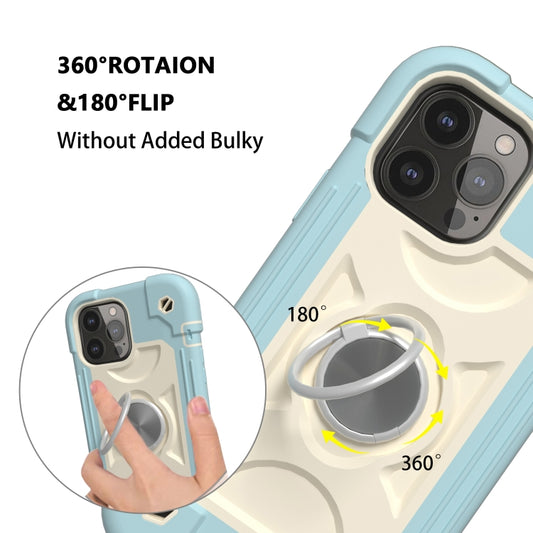 Shockproof iPhone 13 mini case with metallic ring holder mounted