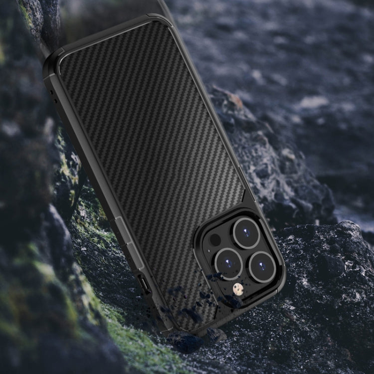 Pioneer Carbon Fiber Texture Shockproof TPU + PC Case, For iPhone 13 mini, For iPhone 13 Pro, For iPhone 13 Pro Max