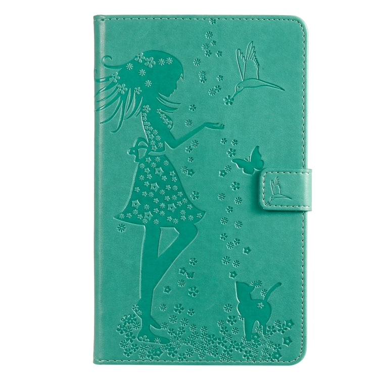 Pressed Printing Woman and Cat Pattern Horizontal Flip Leather Case with Holder & Card Slots & Wallet, For Galaxy Tab A 8.0 (2019) T295/T290, For Galaxy Tab A 10.1 (2019), For Galaxy Tab S5e