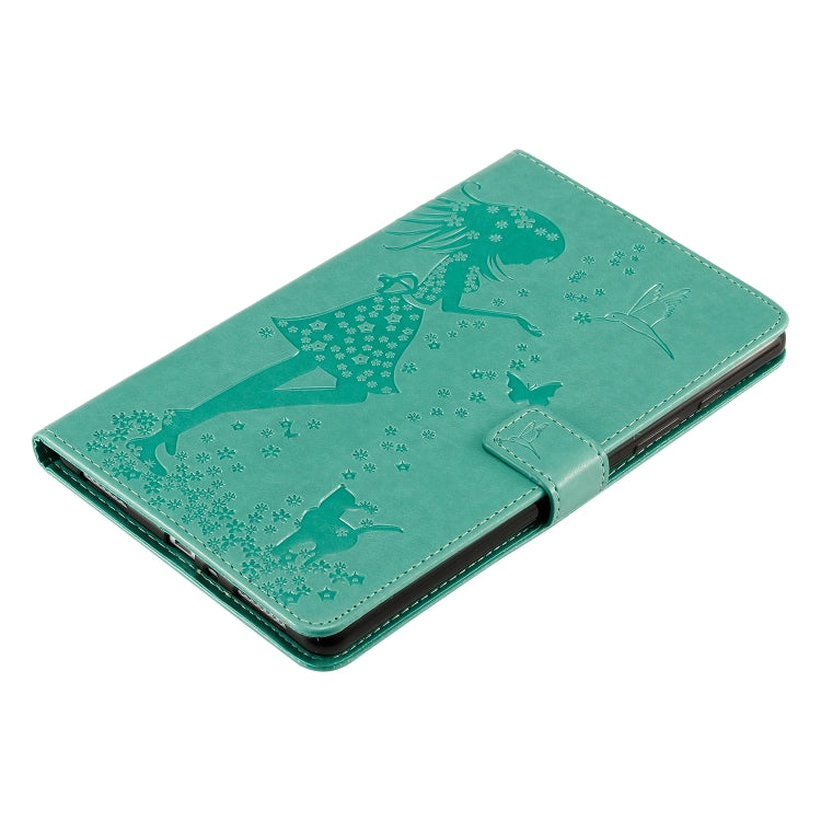 Pressed Printing Woman and Cat Pattern Horizontal Flip Leather Case with Holder & Card Slots & Wallet, For Galaxy Tab A 8.0 (2019) T295/T290, For Galaxy Tab A 10.1 (2019), For Galaxy Tab S5e